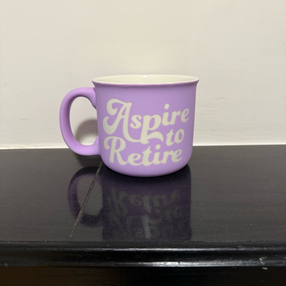 Lavender "Aspire to Retire" Ceramic Mug - Picture 2 of 3